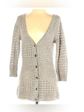 DKNY open-knit crochet cardigan sweater